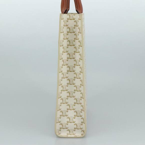 CELINE Triomphe Small Vertical Cabas Tote Bag Pvc Leather White - Picture 4 of 12